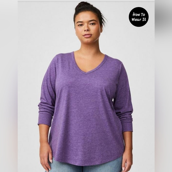 Torrid Girlfriend Signature Jersey V- Neck Long Sleeve‎ Sz 4 NWT - Picture 3 of 4